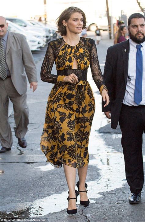 lauren cohan cleavage|Lauren Cohan looks ultra glamorous in yellow floral gown